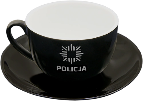 Filiżanka ze spodkiem czarna - Policja