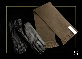 ZESTAW: rękawiczki zimowe i szalik khaki