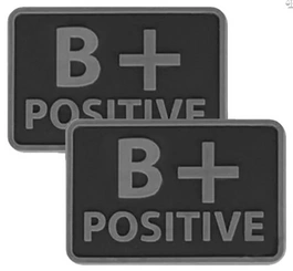 Emblemat PVC Helikon grupa krwi B/Rh+ Czarny - 2 szt.