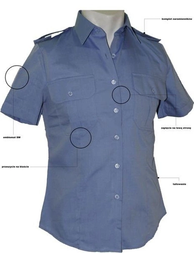 Koszula niebieska Służby Więziennej - krótki rękaw, damska