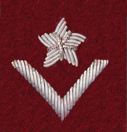 Stopień Wojska Polskiego haftowany bajorkiem do beretu bordowego (tłoczonego) - młodszy chorąży