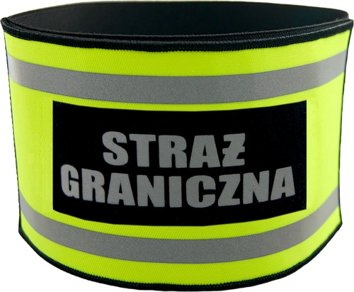 Opaska naramienna odblaskowa z napisem STRAŻ GRANICZNA - ze ściągaczem gumowym