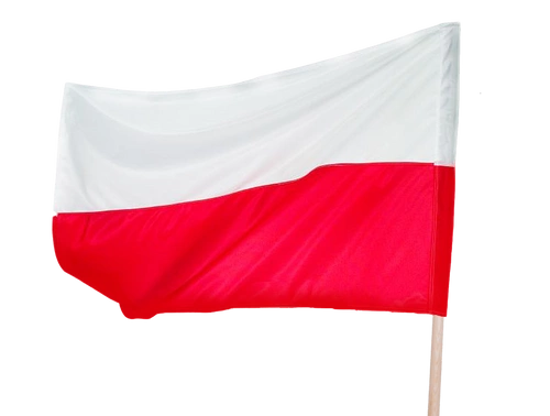Flaga biało-czerwona z drzewcem