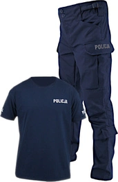 ZESTAW: T-shirt granatowy Policji i Spodnie munduru ćwiczebnego Policji 