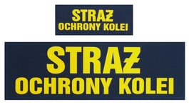 Komplet napisów odblaskowych SOK na kamizelkę taktyczną granatową, żółte napisy.