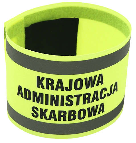 Opaska naramienna odblaskowa z napisem Krajowa Administracja Skarbowa- z rzepem