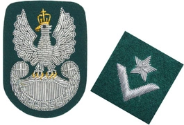 ZESTAW: orzełek i stopień (haftowane bajorkiem) do beretu zielonego Wojska Polskiego