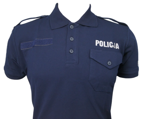 Koszulka polo służbowa POLICJA, napisy odblaskowe - damska