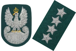 ZESTAW: orzełek i stopień (haftowane bajorkiem) do beretu zielonego Wojska Polskiego