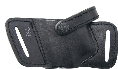 Kabura, Futerał skórzany motyl krótki, z odpinanym paskiem, do P99 Walther - czarna