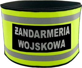 Opaska naramienna odblaskowa z napisem "Żandarmeria Wojskowa" - ze ściągaczem gumowym