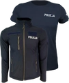 ZESTAW:  T-shirt granatowy Policji - damski i Kurtka Softshell Policji - damska, z rzepami i zamkami