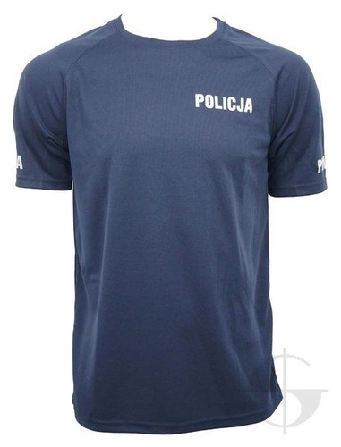 T-shirt poliestrowy, granatowy Policji - męski