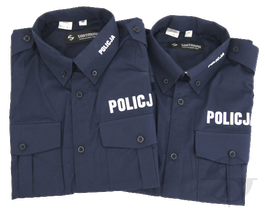 Zestaw dwóch koszul Policji granatowych, męskich z krótkim rękawem